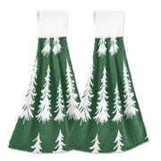 Natures Evergreens 2 Pack 14x18 Hand Towels Soft Coral Fleece Quick Dry Hook and Loop for Kitchen Bathroom