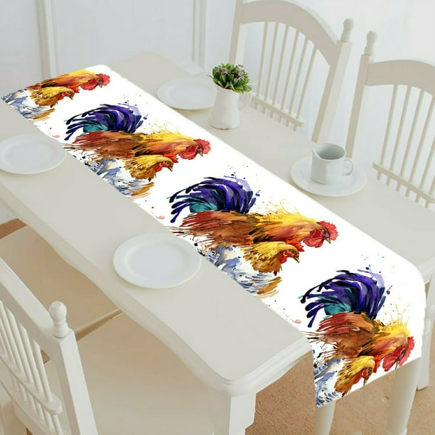 Download ECZJNT rooster chicken splash table runner table cloth tea ...