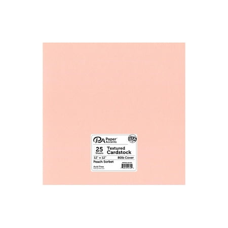 Paper Accents Cardstock 12"x 12" Textured 80lb Peach Sorbet 25pc