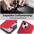 thumbnail image 4 of Premium PU Leather Flip Folio Case for iPhone 14/iPhone 13, Magnetic Closure Protective Case Kickstand Card Cash Slot Shockproof Durable Wallet Cover Soft TPU Inner Phone Case - Red, 4 of 14