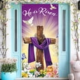 thumbnail image 6 of 3PCS Happy Easter Rabbit Wreath Porch Banner Sign Easter BunnyEgg Flower Decor Front Door Cover Decorative Hanging Welcome BannerFlag Easter Farmhouse Home Holiday Party Supplies Decoration 71x35Inch, 6 of 9