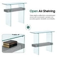 thumbnail image 3 of ivinta Narrow Glass Console Table with Storage Modern Sofa Table Entryway Table Glass Writing Desk Small Computer Desk TV Table Buffet Table Modern Accent Table for Small Space, 3 of 8