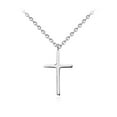 thumbnail image 2 of Amy and Annette 14k White Gold Plated Polished Minimalist Petite Cross Pendant Necklace, 2 of 3