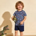 thumbnail image 5 of TOWED22 Toddler Boy Outfits Dinosaur Print Crewneck Short Sleeve Tee Top Casual Shorts 2 Pieces Summer Clothes(Navy,3-4 Y), 5 of 9