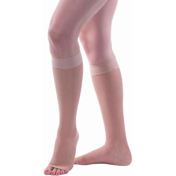 Allegro 20-30mmHg Essential 19 Sheer Support Open Toe Compression Sock - Unisex, Open Toe, Knee High Support Stockings