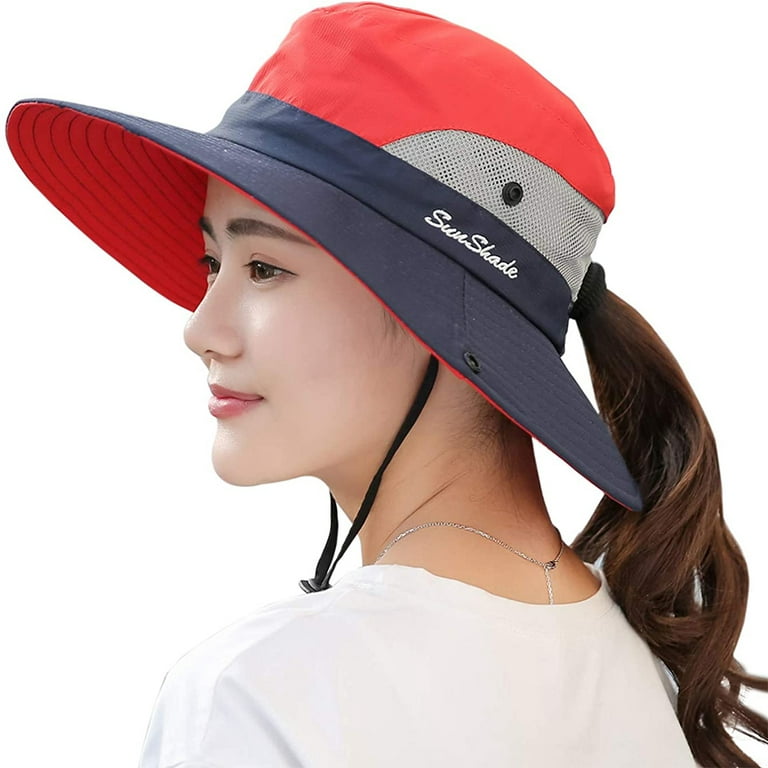 Bodychum Women Sun Hat UV Protection Wide Brim Work Fishing Hat Summer  Outdoor Beach Cap, Red