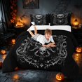 thumbnail image 3 of Homewish Halloween Gothic Skull Queen Comforter Set, Spider Floral Comforter Sets Queen, Black Gray, Black Reversible, 3-Piece 1 Comforter and 2 Pillowcases, 3 of 6
