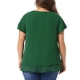 thumbnail image 4 of DARING DIVA Women's Plus Ruffle Short Sleeves V Neck Chiffon Blouse 3X Green, 4 of 6