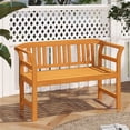 thumbnail image 6 of Natural Acacia Wood 2 Person Outdoor Bench 47×20×31 Inch Patio Loveseat with Geometric Backrest 800 LBS Capacity, 6 of 10