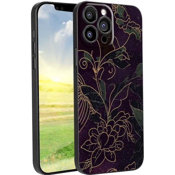 Gold-Floral-Dark-Grunge-Academia-aesthetic-4 Phone Case, Degined for iPhone 13 Pro Max Case Men Women, Flexible Silicone Shockproof Case for iPhone 13 Pro Max