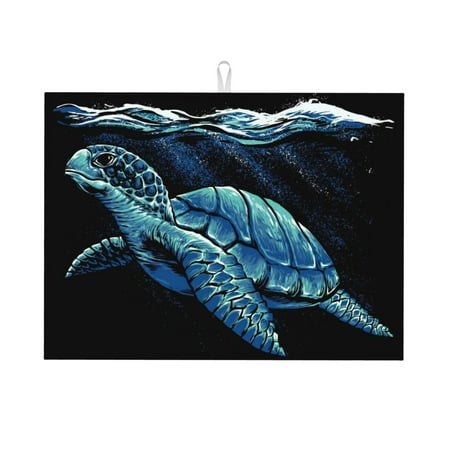 

Tebeau Ocean Turtle Print Dish Drying Mat for Kitchen Counter Dish Drying Pad with Non-slip Rubber Backed Hide Stain Anti Absorbent for Kitchen Counter Drying Mat