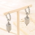 thumbnail image 2 of PAURO Women's Huggie Hoop Earrings Stainless Steel Lantern Dangle Piercing Earrings Silver Large, 2 of 5