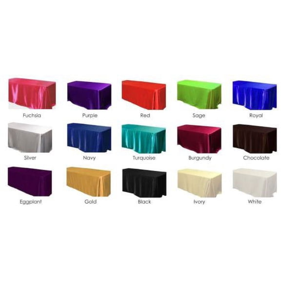 6 pack 60x102" Rectangular Satin Tablecloth Wedding SEAMLESS Catering", White