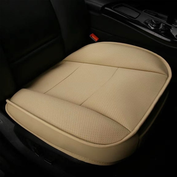 Car Seat Protector PU Leather Car Seat Covers for Car Seat Bottoms Only without Backrest Universal Fit 90%, 20.47" × 19.69" × 0.39" (Beige)