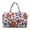 Colorful Floral Print, variant on Pink Cat Print Large Quilted Duffle Bag for Women, Cute Weekender Travel Overnight Bag Carry On Gym Dance Tote with Zipper Pockets