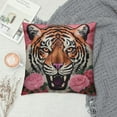 thumbnail image 2 of HENGT Tiger Floral Decorative Throw Pillow Cover Pink Pillow Covers Flower Animal Print Tiger Cushion Cover with Tassels Decor Square Pillowcase for Sofa Couch Bedroom Living Room, 2 of 5