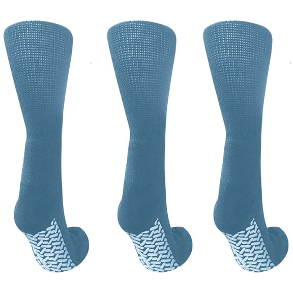 Noble Health Care Diabetic anti Skid Hospital Slipper Socks Women's 9-11, Light Blue (3 Pack)