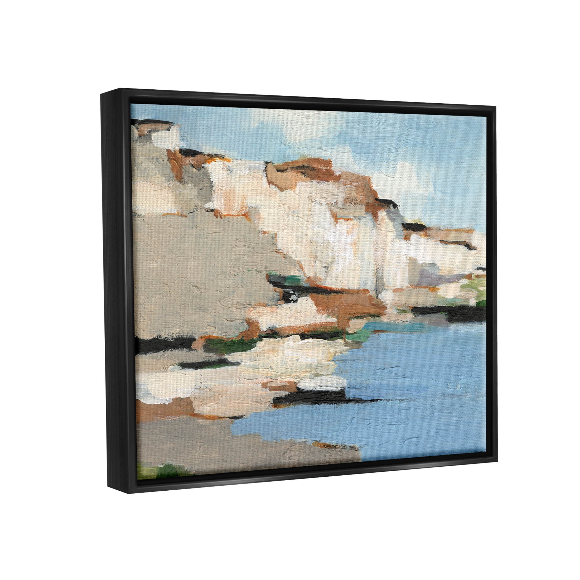 Ocean Cliffs Nature Landscape Landscape Painting Jet Black Framed Art Print Wall Art