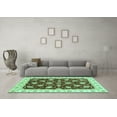 thumbnail image 3 of Ahgly Company Indoor Round Oriental Turquoise Blue Traditional Area Rugs, 8' Round, 3 of 4