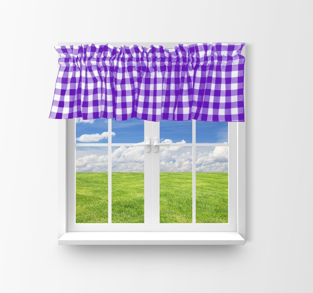 Lavender Babydoll Gingham Window Valance