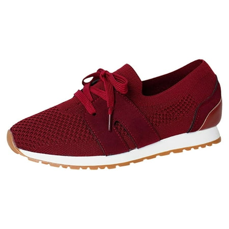 

DVKOVI Work Shoes Women Office Womens Slip On Sneakers Women s Casual Lace Up Flat Soled Round Toe Weaving Women s Shoes Fashion and Versatile Women s Shoes Platform Sneakers for Women Red 41
