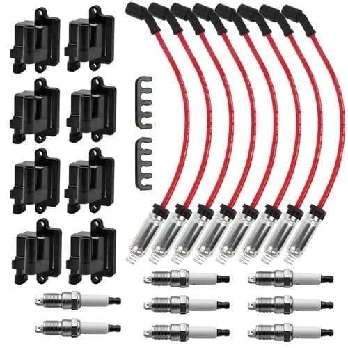 8X Ignition Coils & Iridium Spark Plugs & Wires For Chevy GMC 4.8L 5.3L 6.0L
