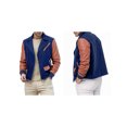 thumbnail image 2 of FOCUSNORM Men's Zip Up Patchwork Jacket Woolen Leather Long Sleeve Contrast Color Lapel Neck Casual Coat, 2 of 7