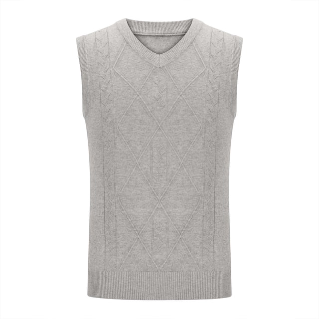ameIAEA Men's Sweater Vest V Neck Cable Knitted Sleeveless Solid Color Pullover Sweater Fall Winter
