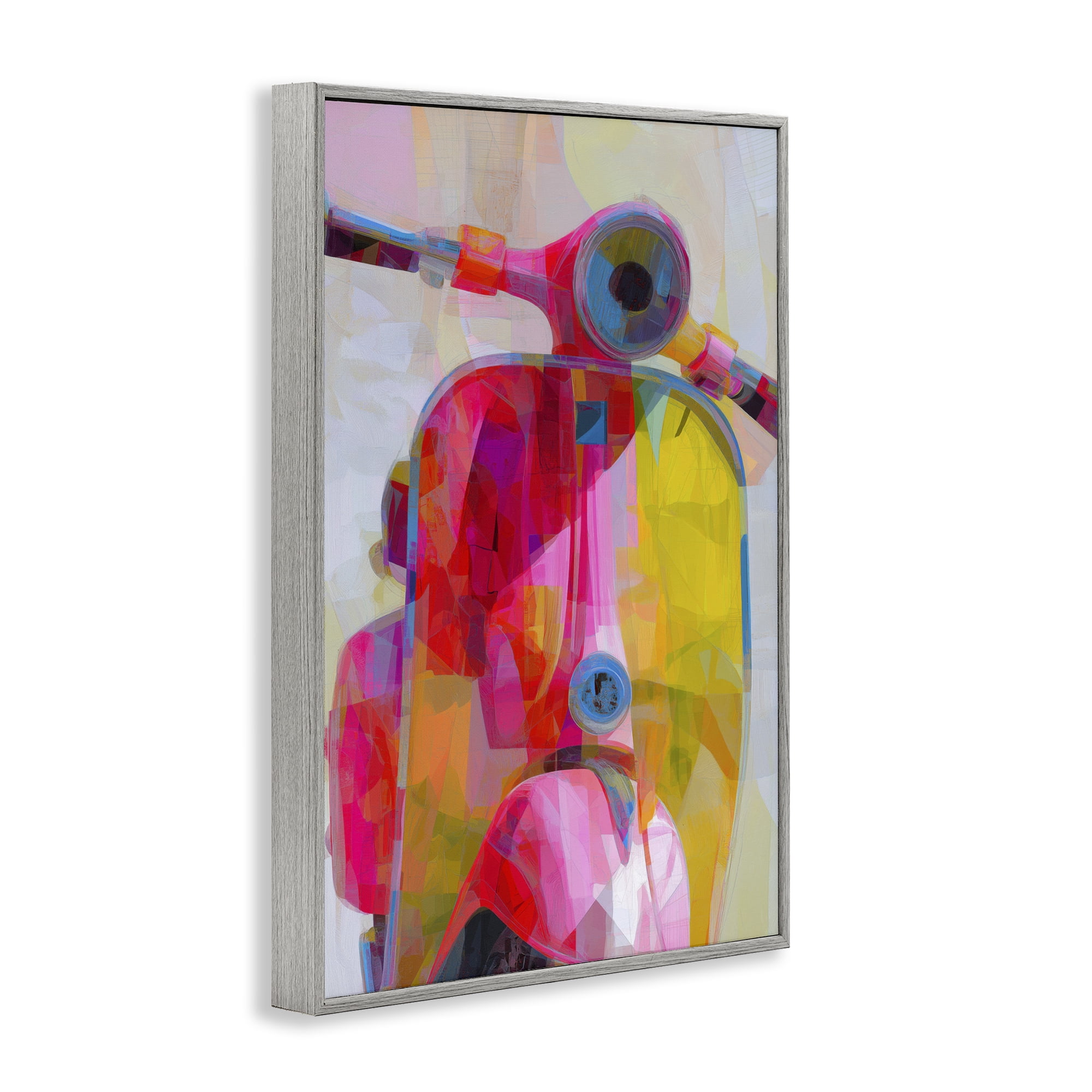 Stupell Industries Vespa in Pink & Yellow Gray Framed Giclee Art, design by Chromatic Storm Studio