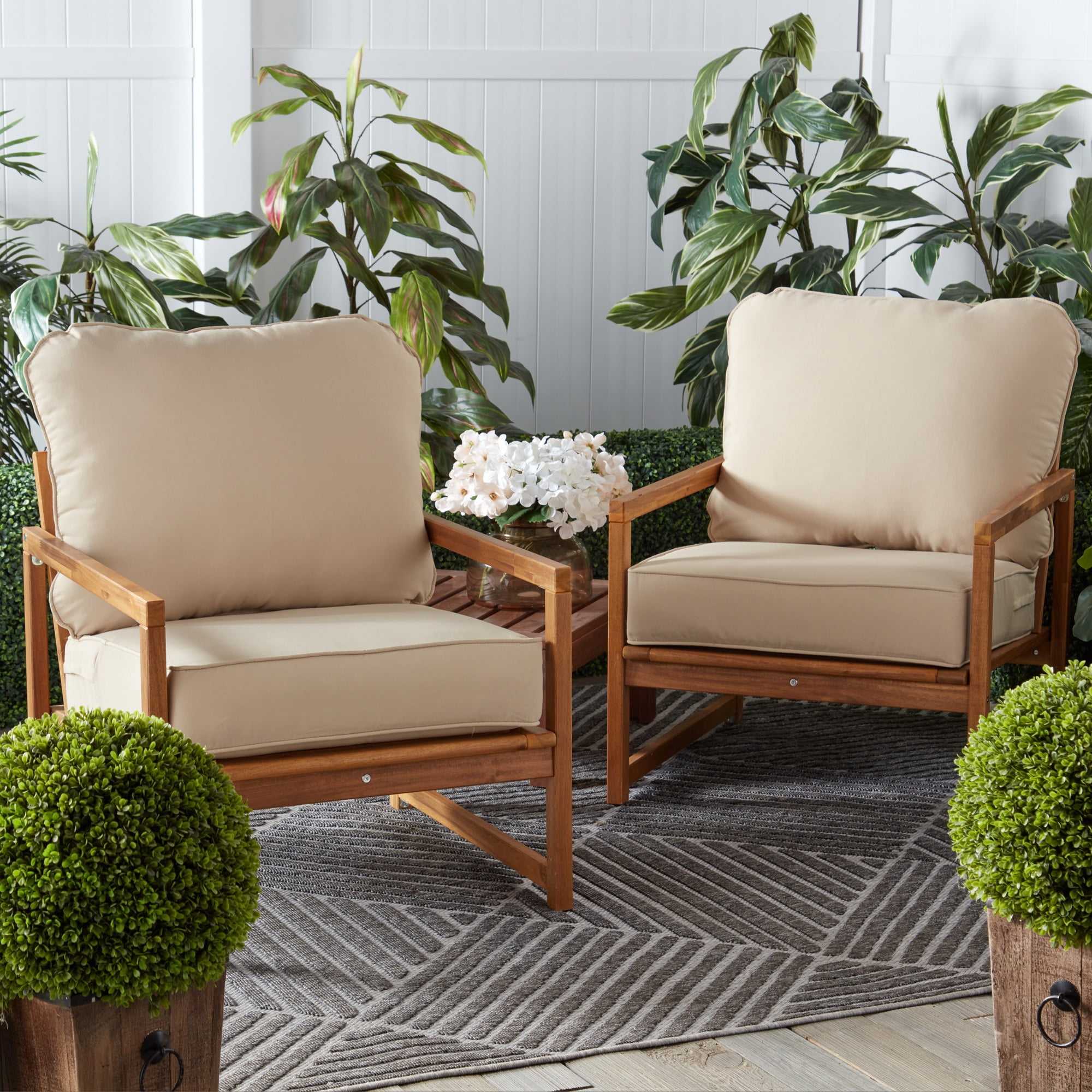 Greendale Home Fashions Outdoor 2-Piece Reversible Deep Seat Cushion Set, Stone