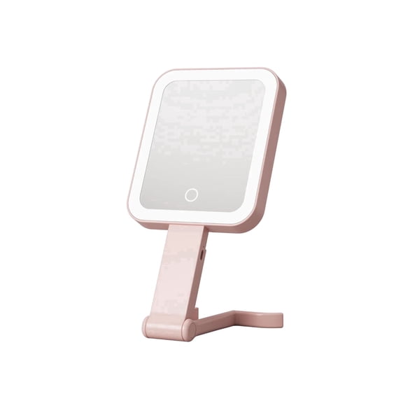 Impressions Vanity Core Dual Sided Handheld LED Mirror with Dual Magnification, Adjustable Lighting (Pink)