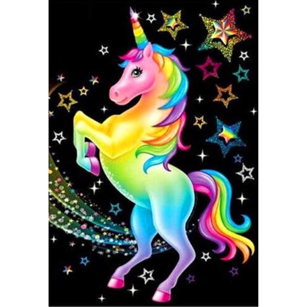 Pintura De Diamantes Diy 5d,Pintura De Diamantes,Bordado De Diamantes Para Niños,Punto De Cruz,Unicornio Hecho A Mano Sobre Tela De Lona Ideal Para El Hogar/Sala De Estar/dormitorio Rojo Verde Cocina, Decoración y Otros
