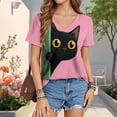 thumbnail image 4 of Yopmin Cat Tee Shirts for Women V Neck Fashion Graphic Tees Cute Casual Clothes Short Sleeve for Travel Dating Commuting, 4 of 6