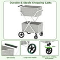 thumbnail image 3 of Hand Truck Extra Jumbo Shopping Cart,2 Layers Grocery Cart on Wheels, Foldable Utility Shopping Carts with Double Basket and 360° Rolling Swivel Wheels for Groceries Laundry, White,Appliance Dolly, 3 of 11