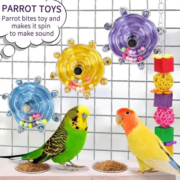 CYFW Parakeet Toys,Bird Training Foraging Toys for Parrots,Wheel Spinner Quaker Parrot Toys,Interactive Educational Training Conures,Budgie Toys,Cockatiel Toys,Lovebird Toys,Sun Conure Toys(Pink)