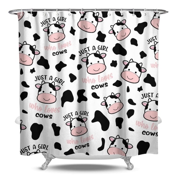 Cow Print Shower Curtain - Black and White Highland Cow Pattern Bathroom Curtain Waterproof Fade-Resistant Fabric with Metal Grommets & 12 Hooks 84x72 Inch Farmhouse Rustic Decor
