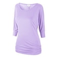 thumbnail image 1 of Matchstick Women's 3/4 Sleeve Basic Drape Top with Side Shirring, 1 of 4