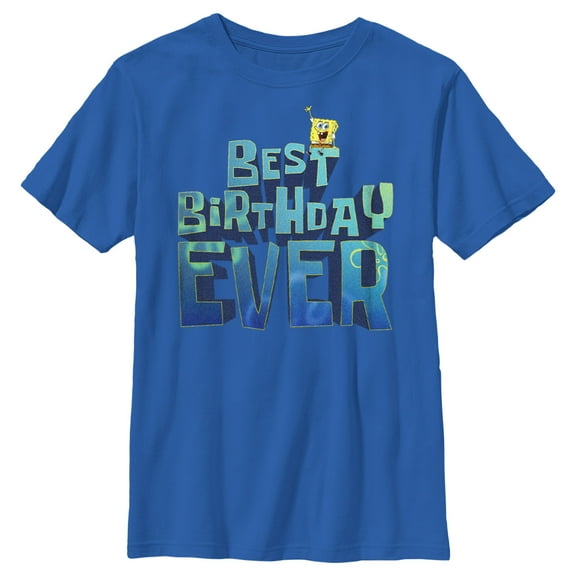 Boy's SpongeBob SquarePants Best Birthday Ever Graphic Tee Royal Blue X Small