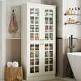 thumbnail image 3 of 71" Tall Storage Cabinet with Acrylic Doors and Shelves, Kitchen Pantry Cabinet Food Pantry, White, 3 of 8