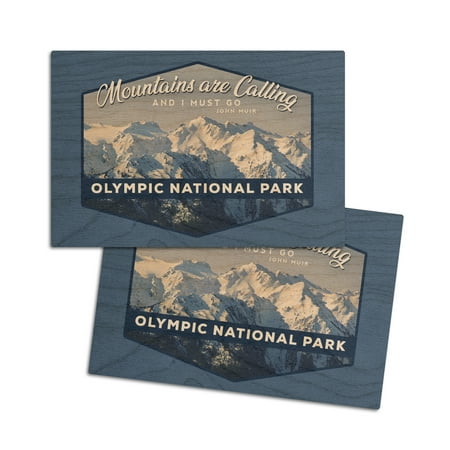 

Olympic National Park Washington John Muir Mountains Quote Contour (4x6 Birch Wood Postcards 2-Pack Stationary Rustic Home Wall Decor)