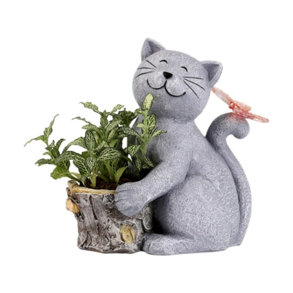 Estatua de jardín solar Zulema figura luminosa de gato escultura decorativa de resina
