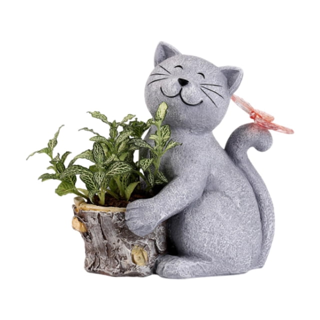 Estatua de jardín solar Zulema figura luminosa de gato escultura decorativa de resina