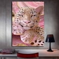 thumbnail image 3 of Mudket Framed Pink and Gold Glitter Leopard Canvas Wall Art, Glam Animal Print Wall Decor, Ready to Hang for Girls Bedroom - 12"L x 8"W, 3 of 10