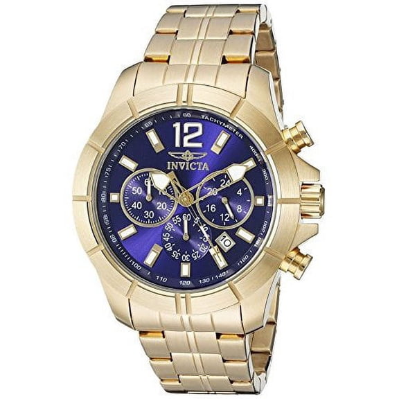 Invicta Men's 21465 Specialty Chrono 18K Gold Plated Stainless Steel Blue Dial Watch