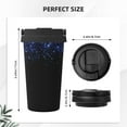 thumbnail image 3 of Fotbe Black Blue Glitter Sparkles Printed Insulated Travel Coffee Mug Spill Proof Leak Proof Stainless Steel Coffee Tumbler Reusable Coffee Cups with Lids Thermos, 3 of 8