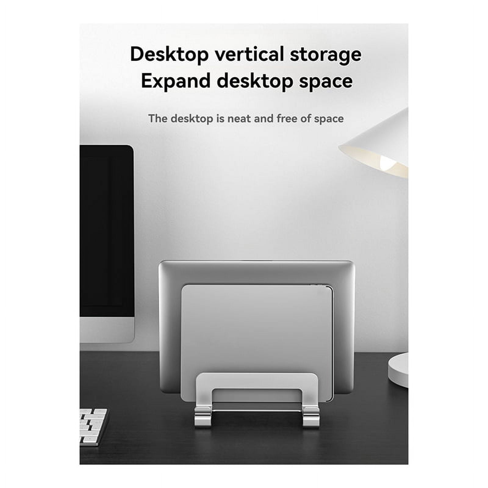 Laptop Stand Holder Adjustable Vertical Desktop Notebook Dock Space-Saving Computer Stand Silver