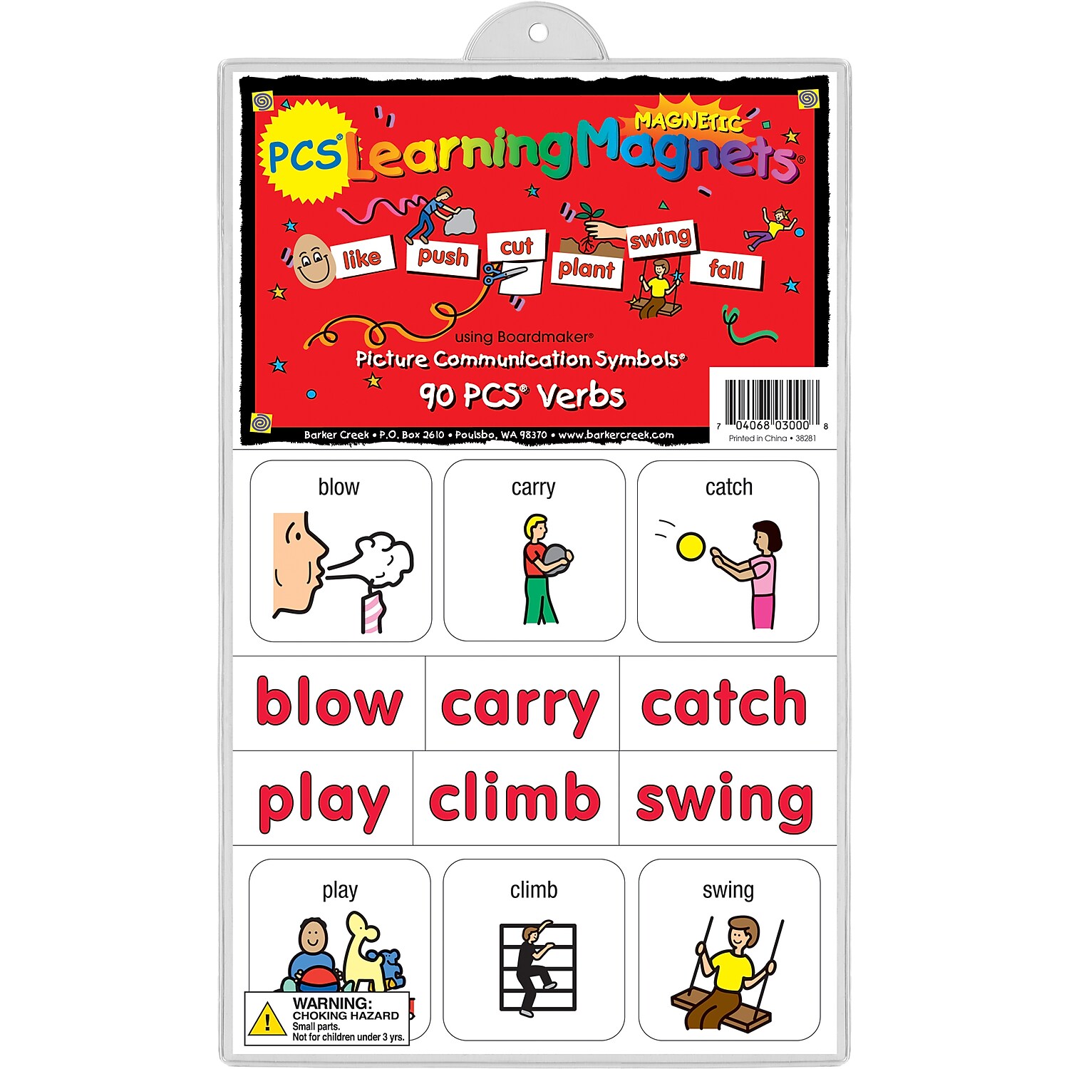 Barker Creek Learning Magnets ̶ 90 PCS Verbs ̶ 180 Pieces