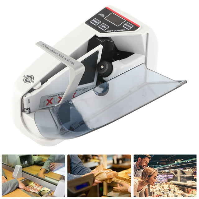 Portable Handheld Mini Small Wear Resisting Cash Counting Machine 110V240V with Leather Case, Rubber Counting Wheel, Suitable for Different Currencies