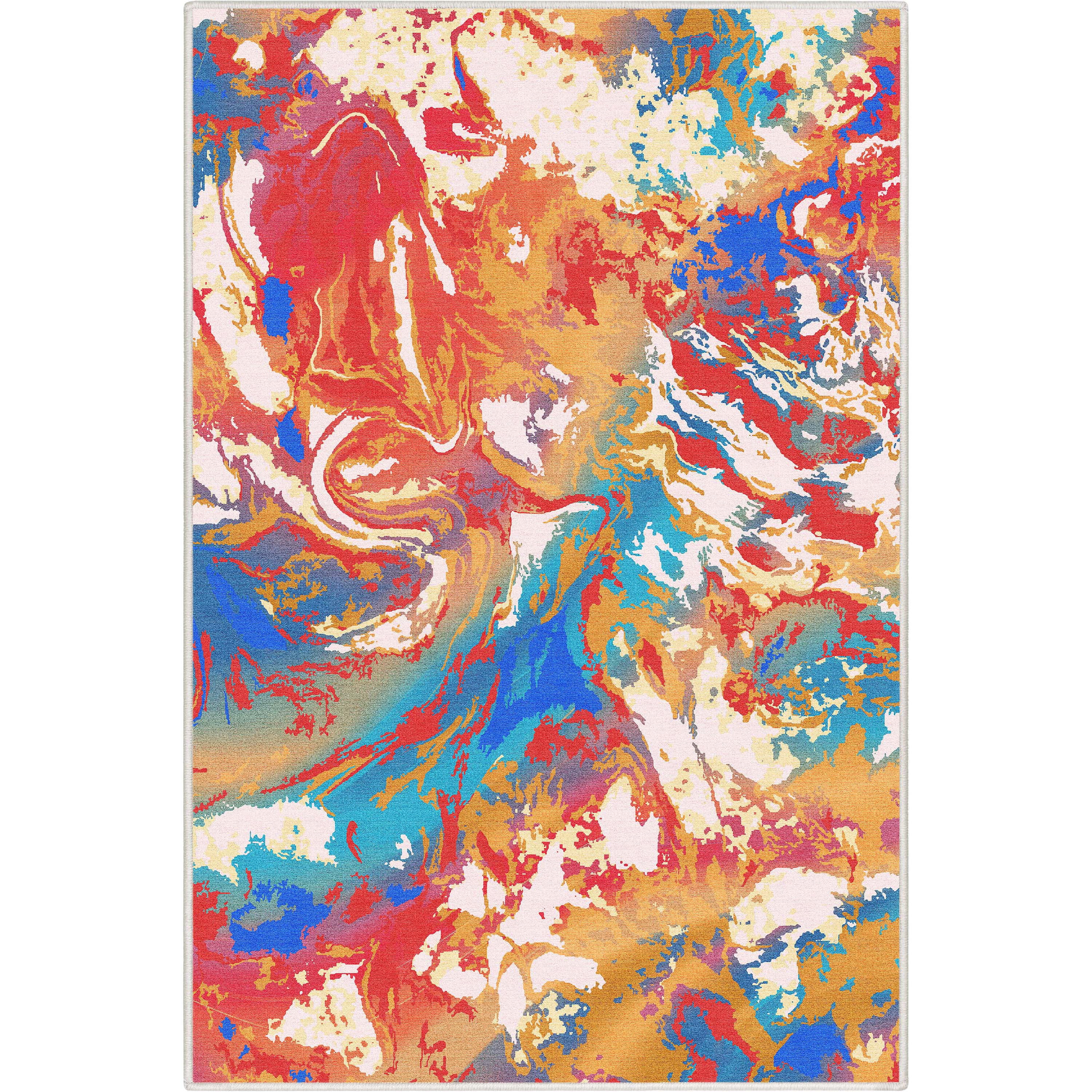 Well Woven Abstract Harmony Modern Stripes Pattern Multi Color Flat-Weave Easy to Clean 3'3" x 5' Area Rug