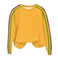 thumbnail image 5 of HVOBTTY Womens Long Sleeve Pullover T Shirt, Fall Tops for Women, Women's Casual Striped Print Crew Neck Drop Shoulder Pullover Top Yellow, M, 5 of 5